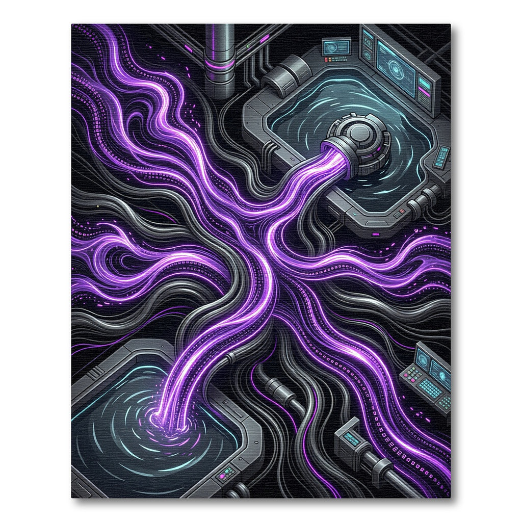 Futuristic Neon Purple Fiber Optic Stream Rug