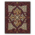 Rich Burgundy Swirls Gold Ornament Rug