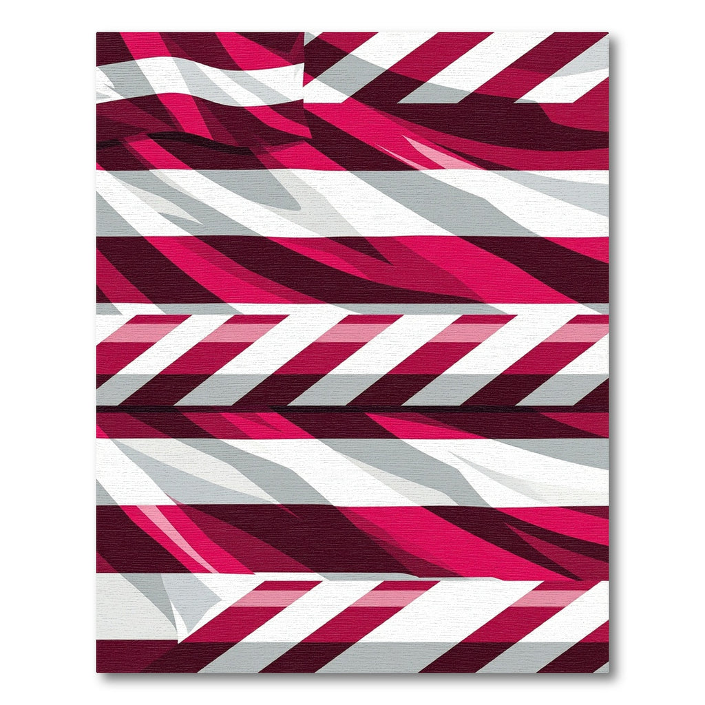 Crimson White Abstract Stripe Rug