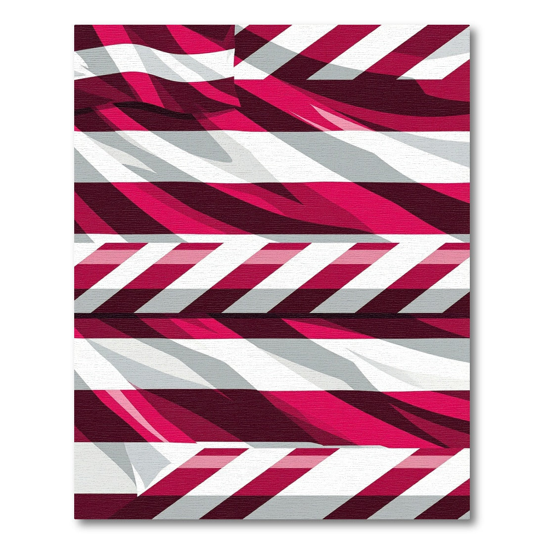 Crimson White Abstract Stripe Rug