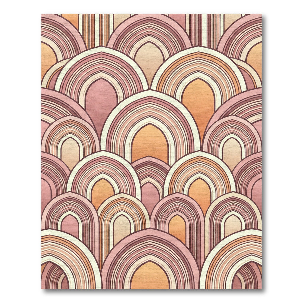 Retro Sunset Arch Layered Art Deco Rug