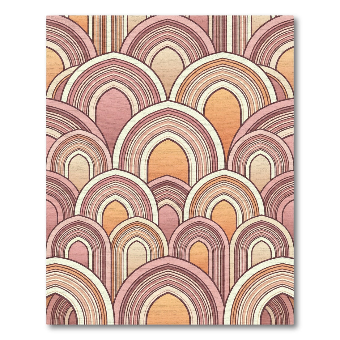 Retro Sunset Arch Layered Art Deco Rug