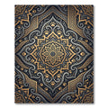 Ornate Golden Paw Medallion Midnight Tapestry Rug
