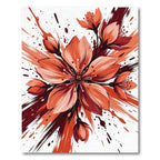 Vibrant Coral Cherry Blossom Abstract Rug