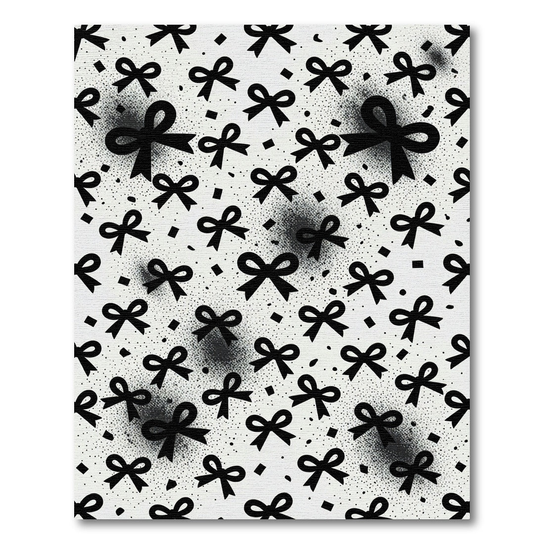 Black Bows and Dotted Minimalist Monochrome Rug