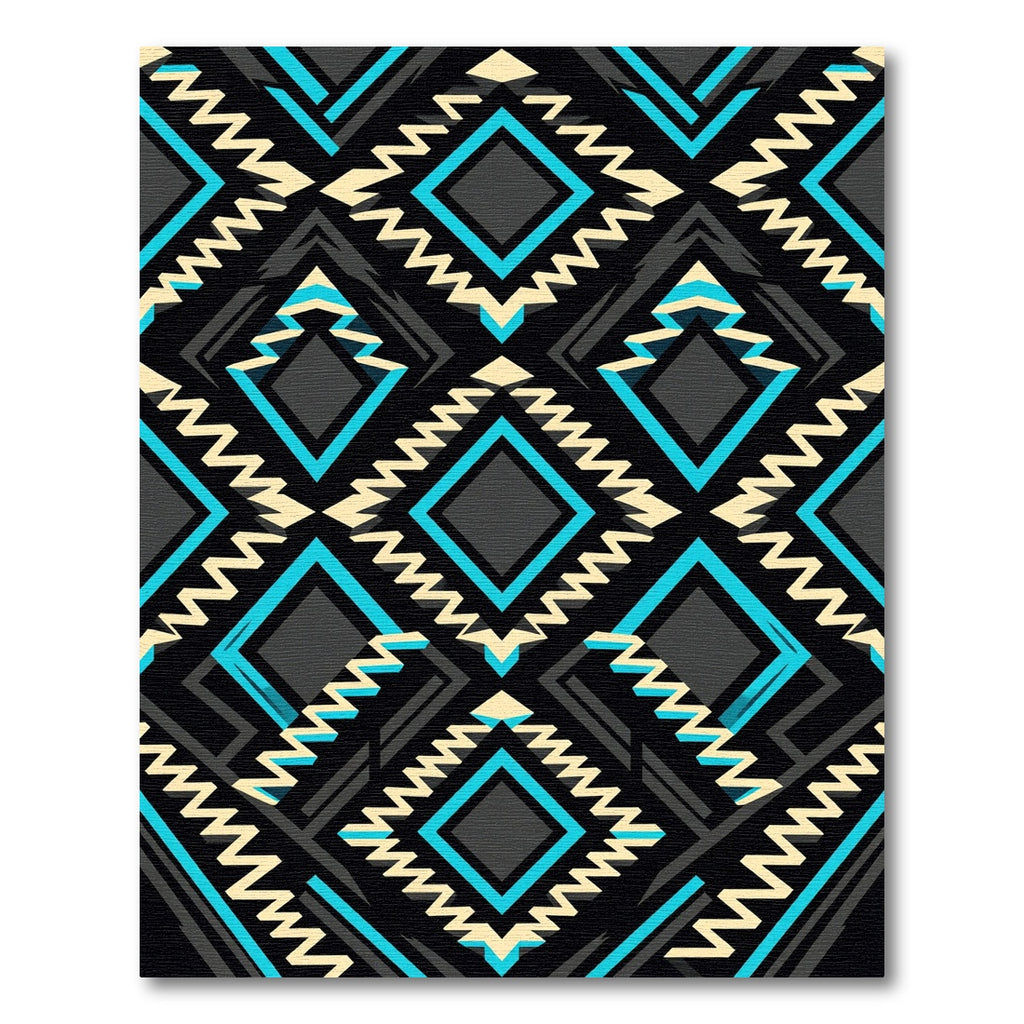 Black Aqua Cream Geometric Arrows Rug
