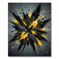 Dynamic Black and Yellow Abstract Burst Rug
