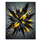 Dynamic Black and Yellow Abstract Burst Rug