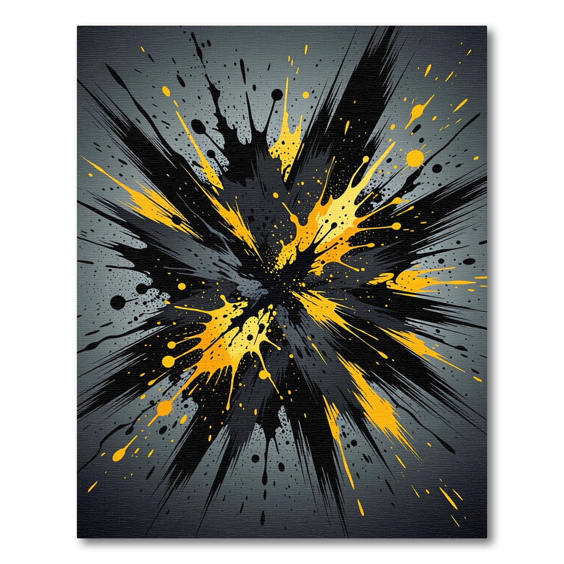 Dynamic Black and Yellow Abstract Burst Rug