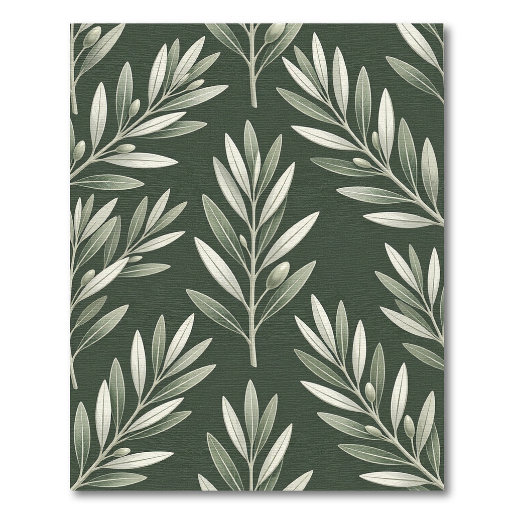 Elegant Olive Branch Deep Green Rug
