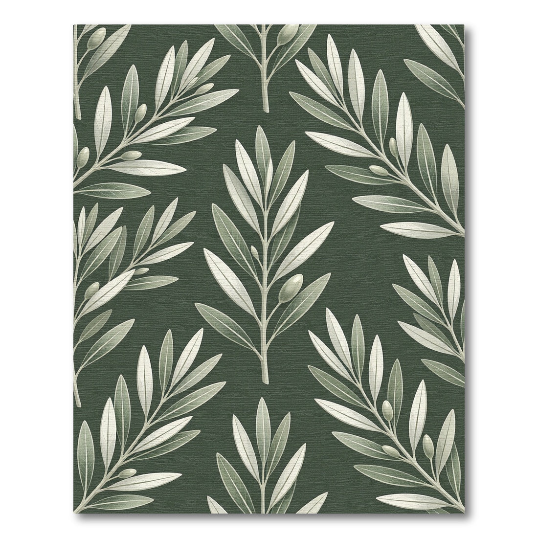 Elegant Olive Branch Deep Green Rug