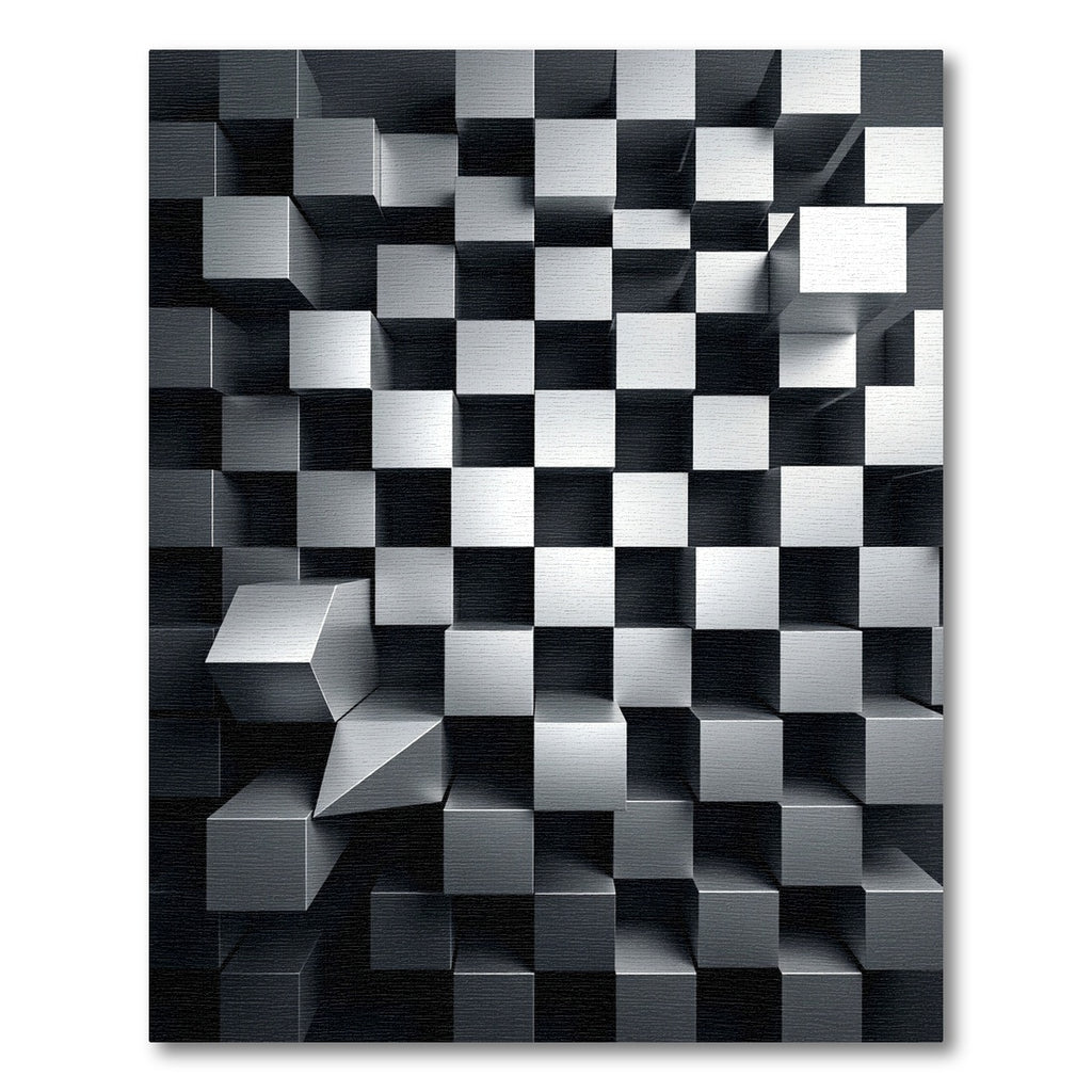 Monochromatic Three Dimensional Metallic Cube Structure Rug