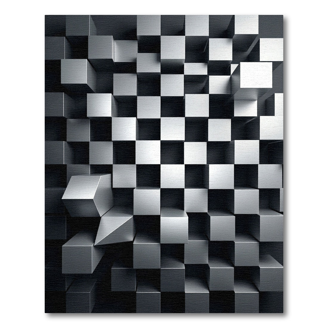 Monochromatic Three Dimensional Metallic Cube Structure Rug
