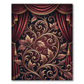 Elegant Crimson Golden Floral Scroll Rug