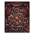 Elegant Crimson Golden Floral Scroll Rug
