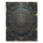 Antique Teal Gold Mandala Filigree Rug