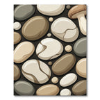 Earthy Stone and Mushroom Pebble Composition Rug