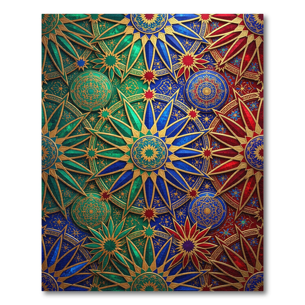 Radiant Gemstone Starry Kaleidoscope Medallion Rug