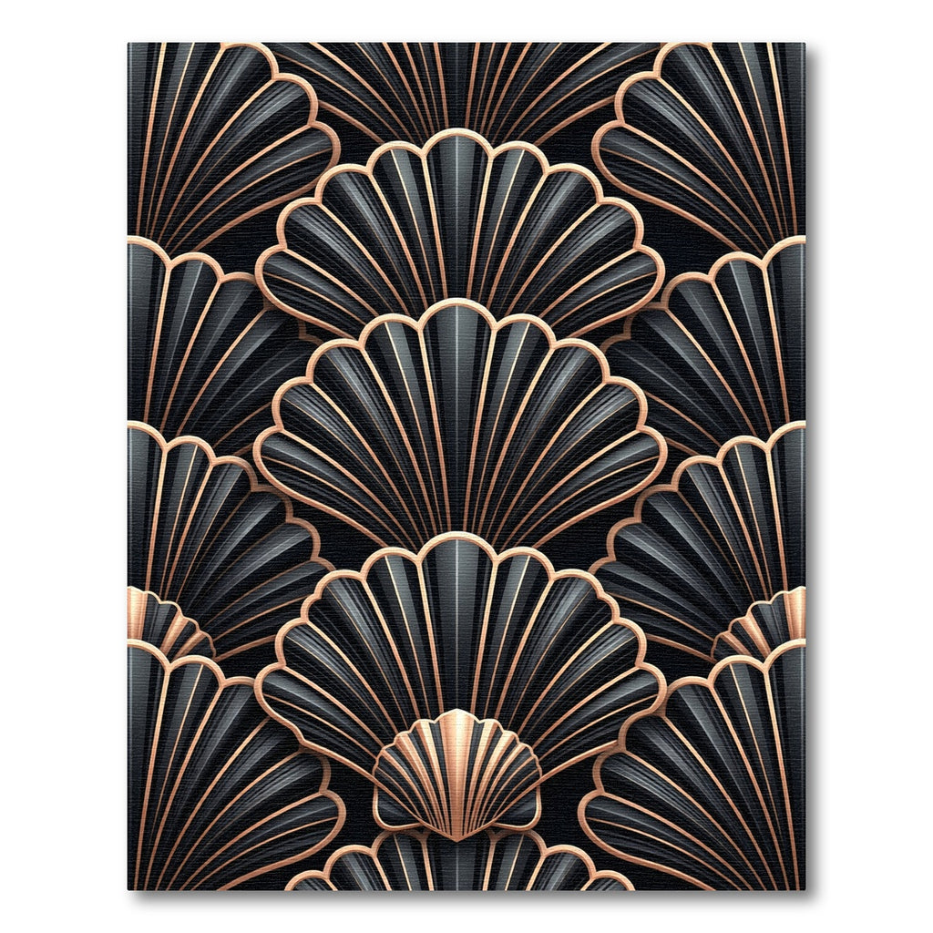 Art Deco Black Gold Fan Rug
