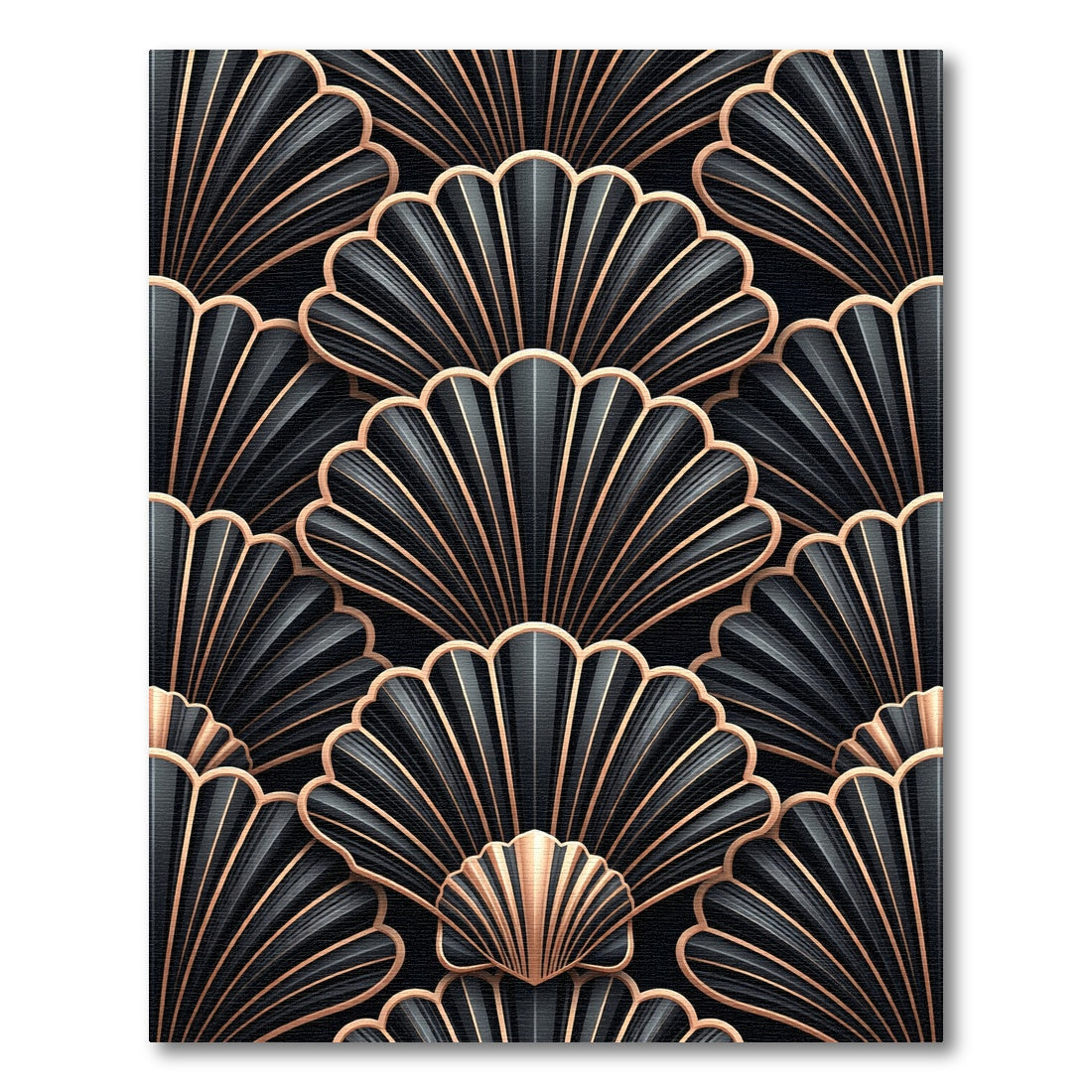 Art Deco Black Gold Fan Rug