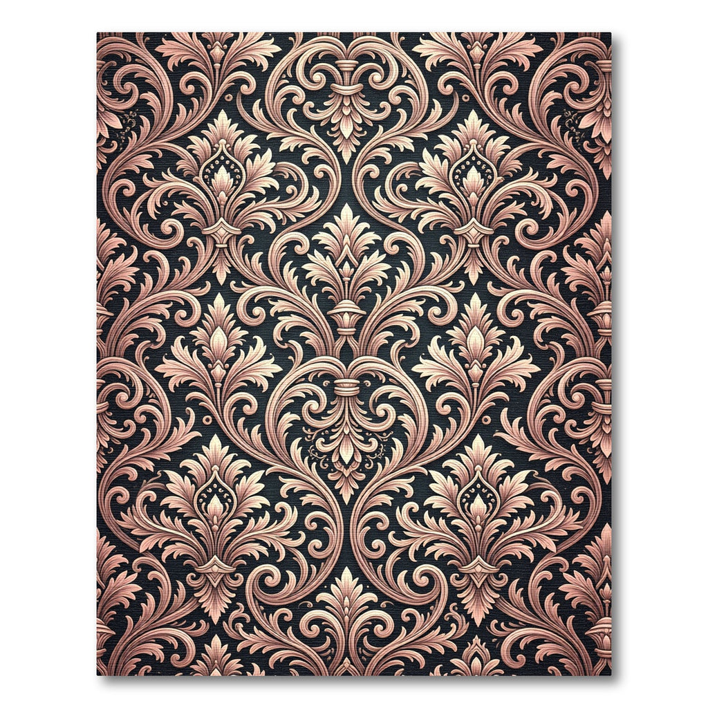 Bronze Damask Flourish Background Rug
