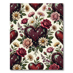 Distressed Antique Heart Floral Meadow Rug