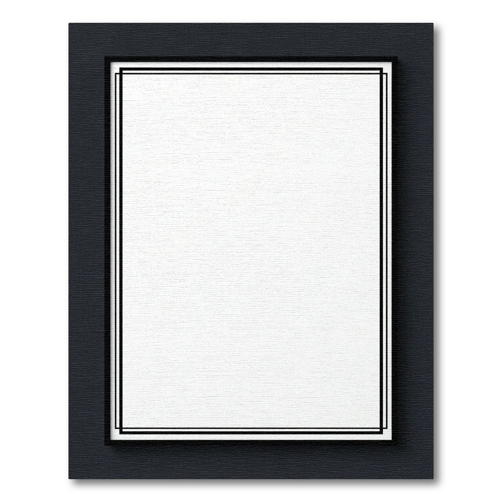 Minimalist Black Border White Canvas Rectangular Rug