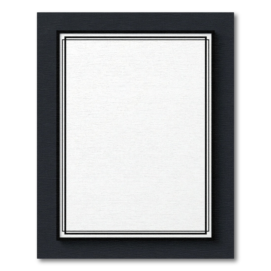 Minimalist Black Border White Canvas Rectangular Rug