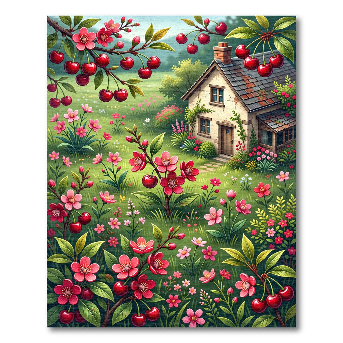 Cherry Blossom Garden Floral Rug