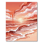 Crimson Sunset Ocean Wave Rug