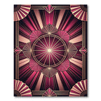 Crimson Pink Geometric Sunburst Rug