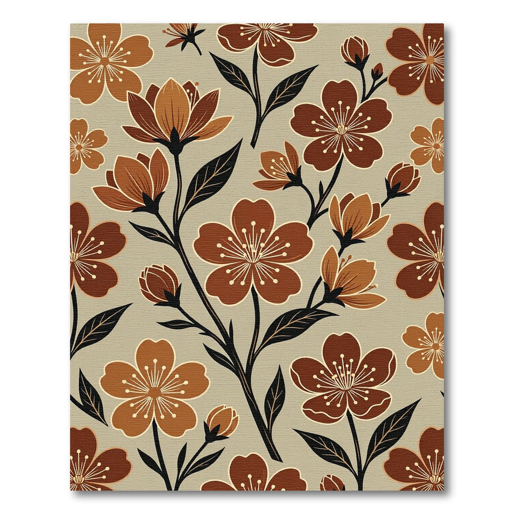 Brown Floral Botanical Earth Tone Rug