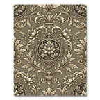 Ornate Gold Scrollwork Floral Medallion Rug