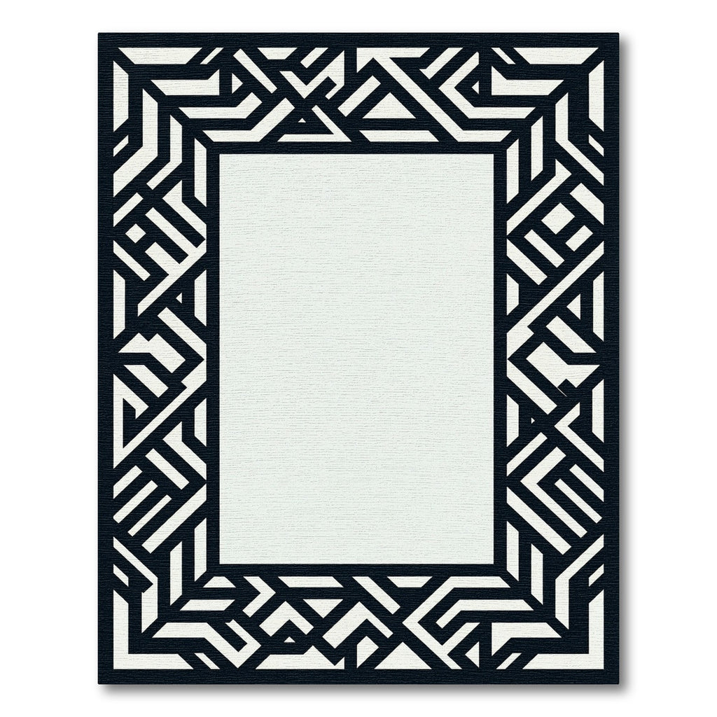 Bold Black White Geometric Framework Rug