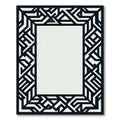 Bold Black White Geometric Framework Rug