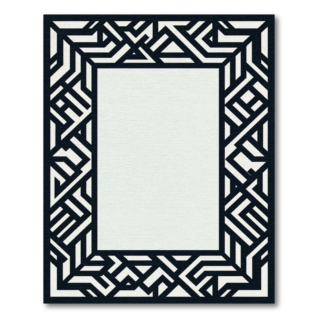 Bold Black White Geometric Framework Rug
