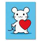 Cute White Mouse Red Heart Companionship Rug
