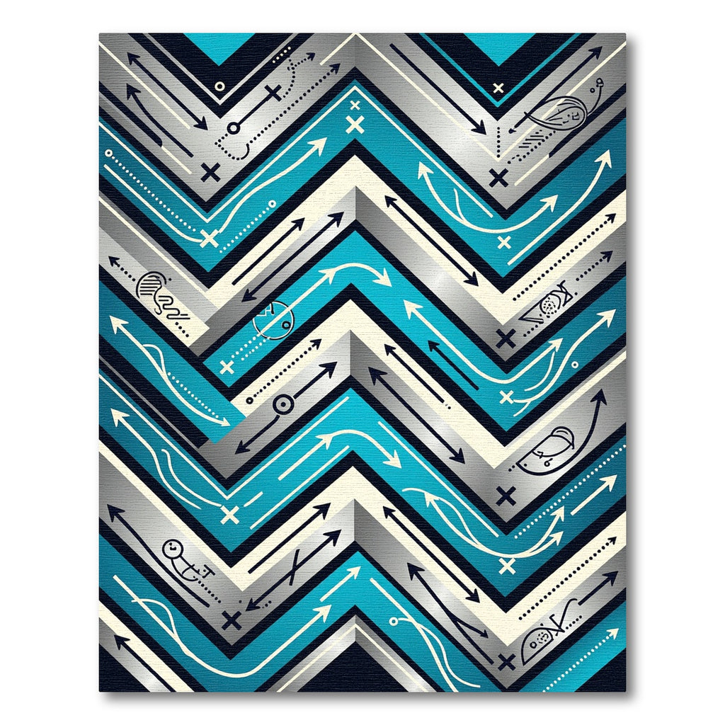 Geometric Teal Chevron Abstract Graphic Rug