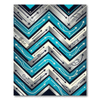Geometric Teal Chevron Abstract Graphic Rug