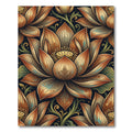 Ornate Golden Lotus Floral Tapestry Rug