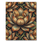 Ornate Golden Lotus Floral Tapestry Rug