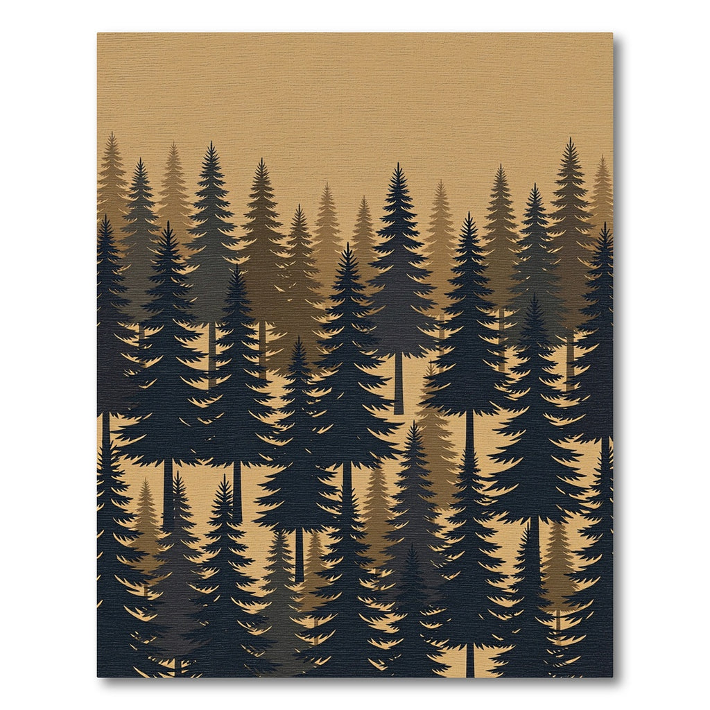 Earthy Toned Forest Pine Silhouette Rug