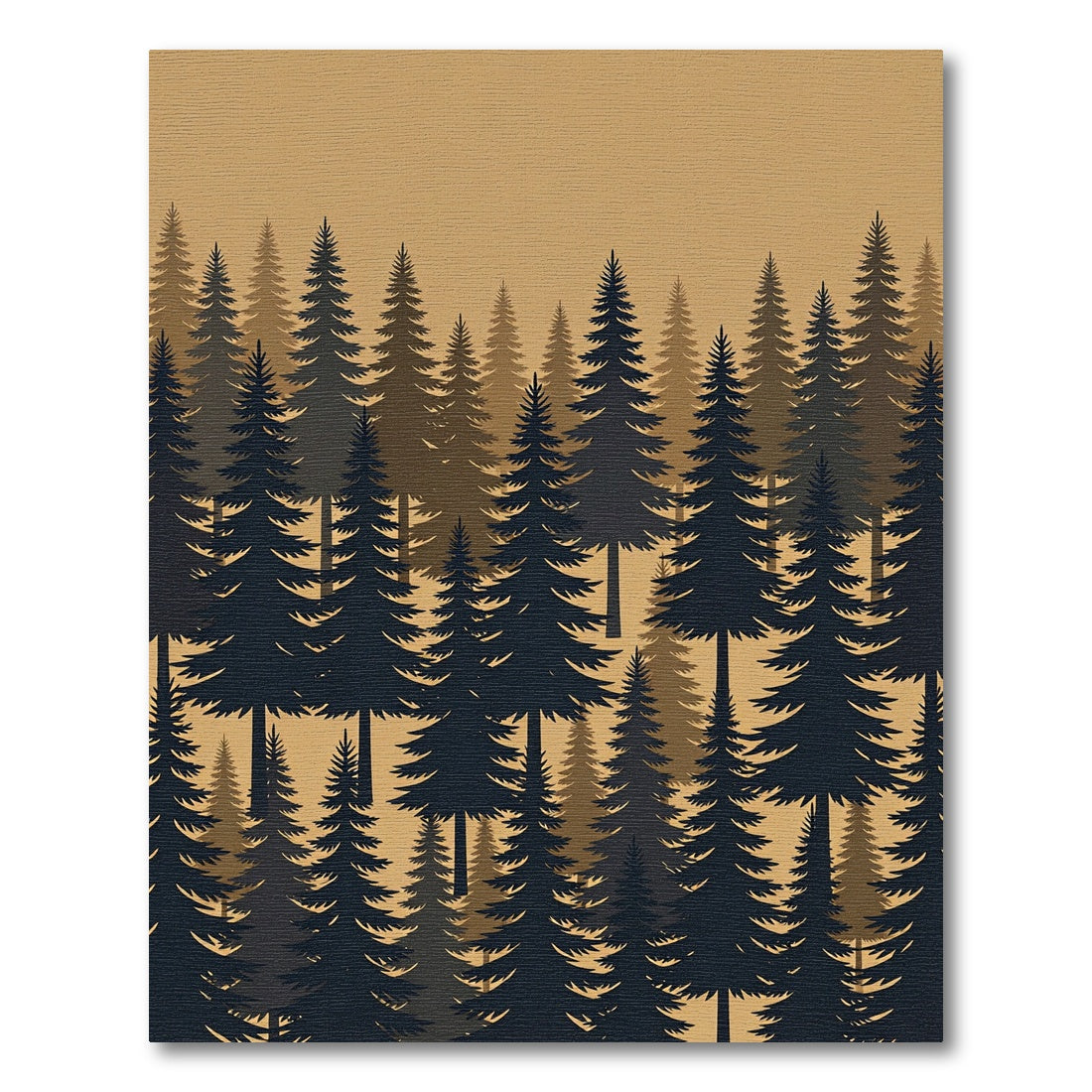 Earthy Toned Forest Pine Silhouette Rug