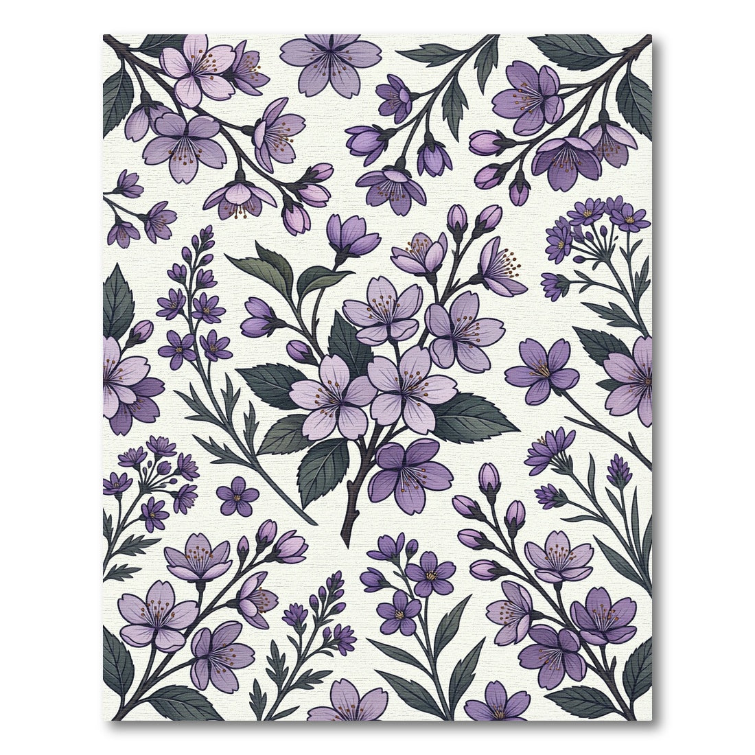 Lavender Blossom Branch Artwork Rug