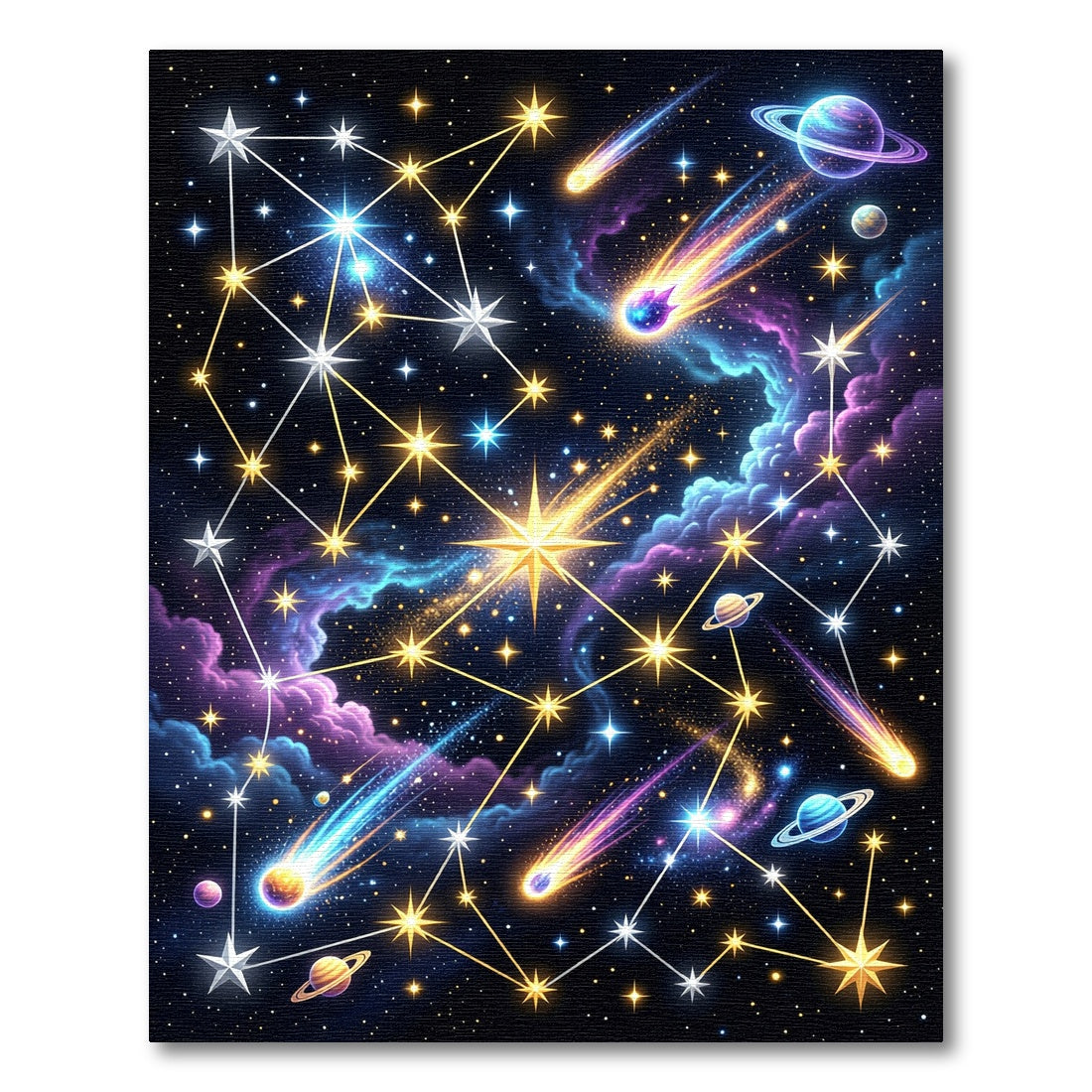 Glowing Cosmic Nebula Starry Night Rug