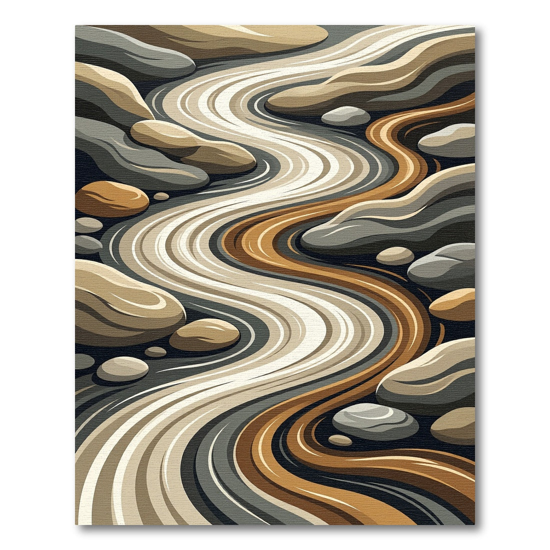Abstract Earth Tone Zen River Rug