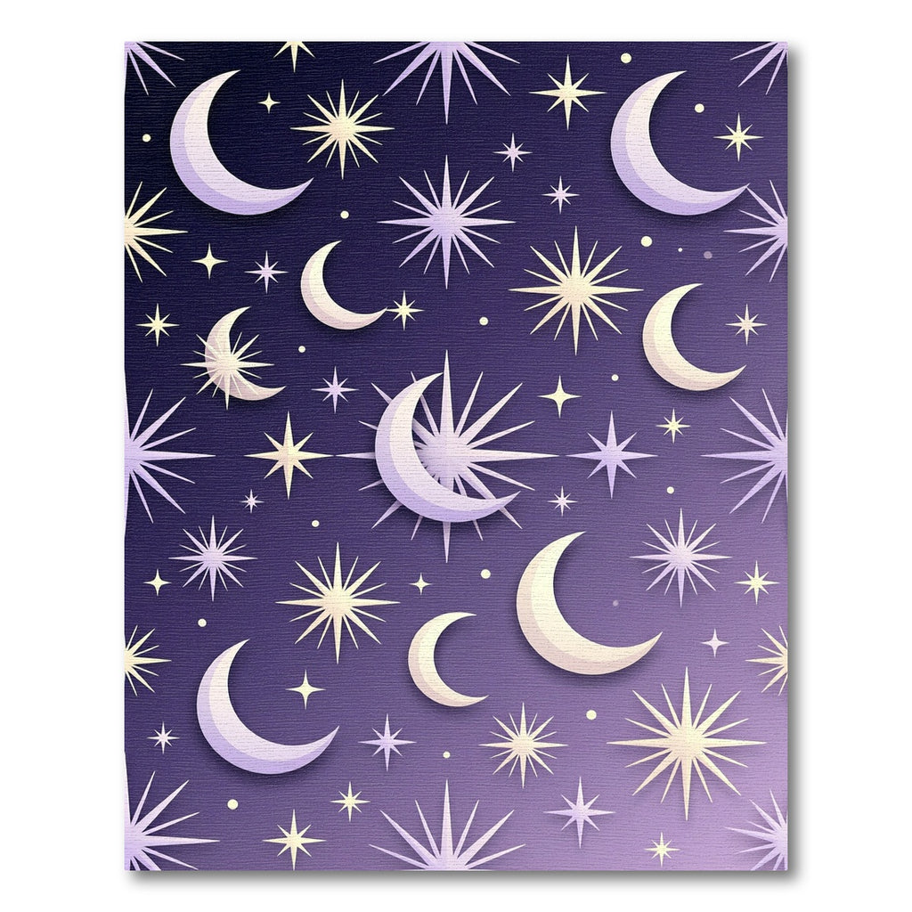 Celestial Midnight Lavender Starry Moon Rug