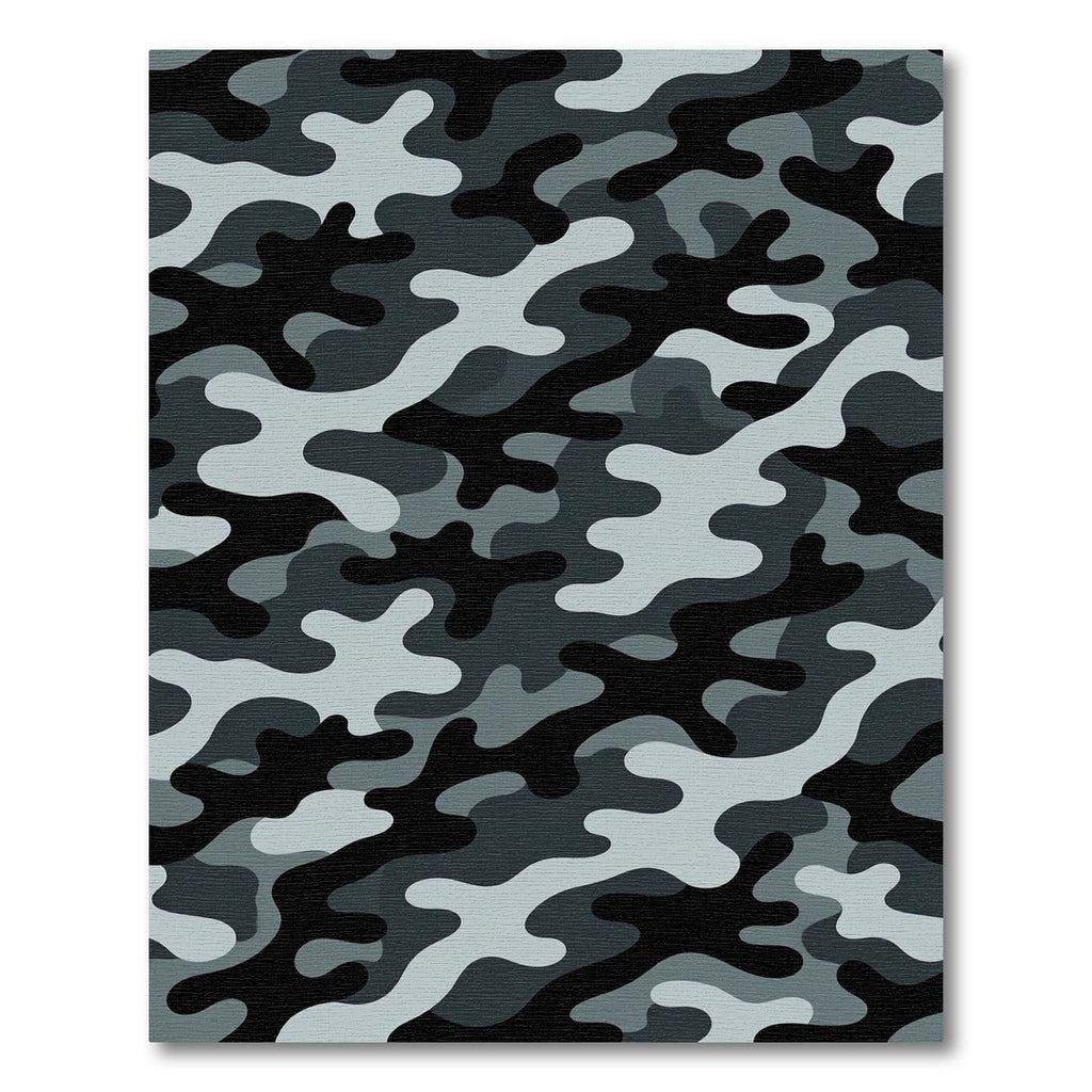 Modern Charcoal Gray Camouflage Graphic Rug