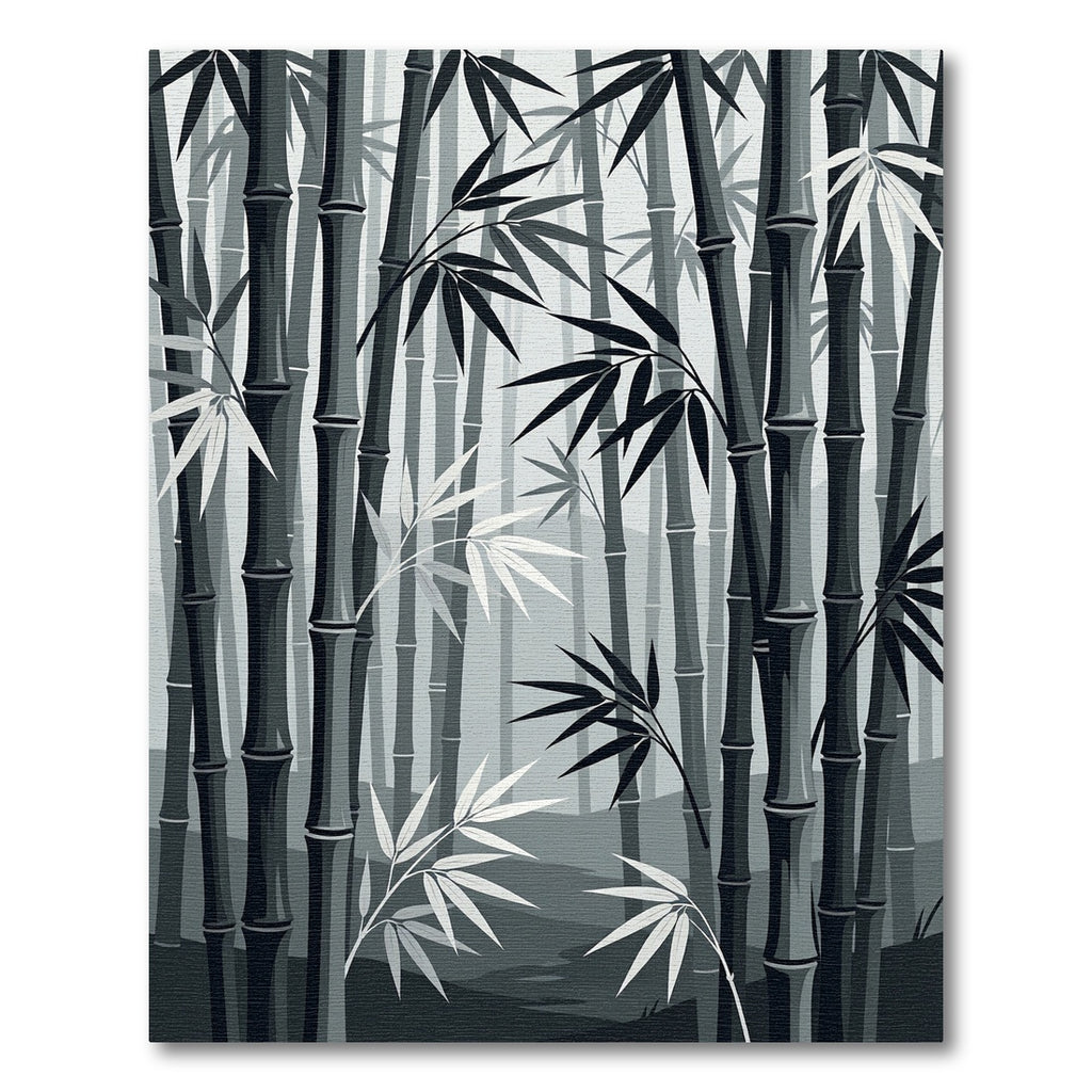 Monochromatic Bamboo Forest Foliage Rug