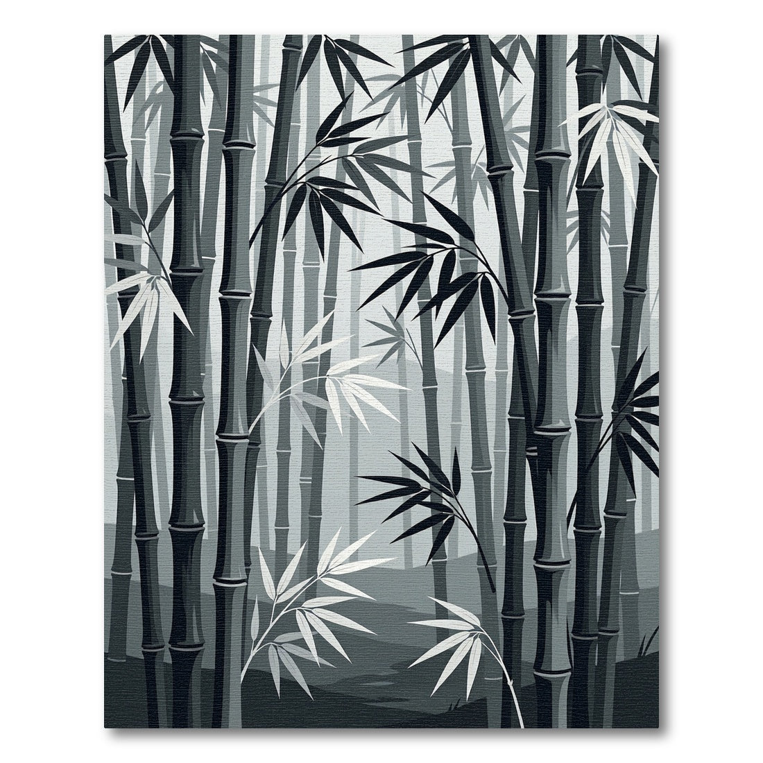 Monochromatic Bamboo Forest Foliage Rug